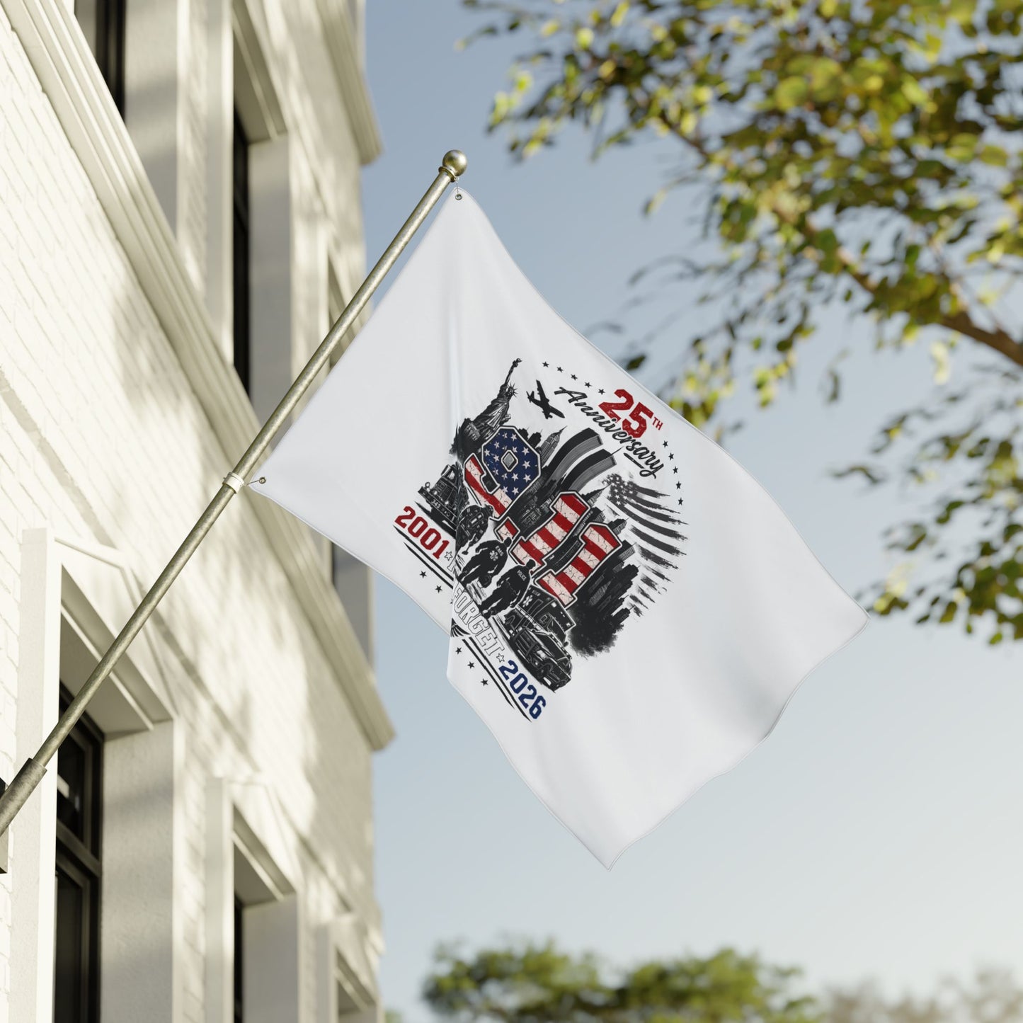 25th Anniversary 9/11 Memorial Flag - Double-Sided "Never Forget" Tribute (2001–2026)