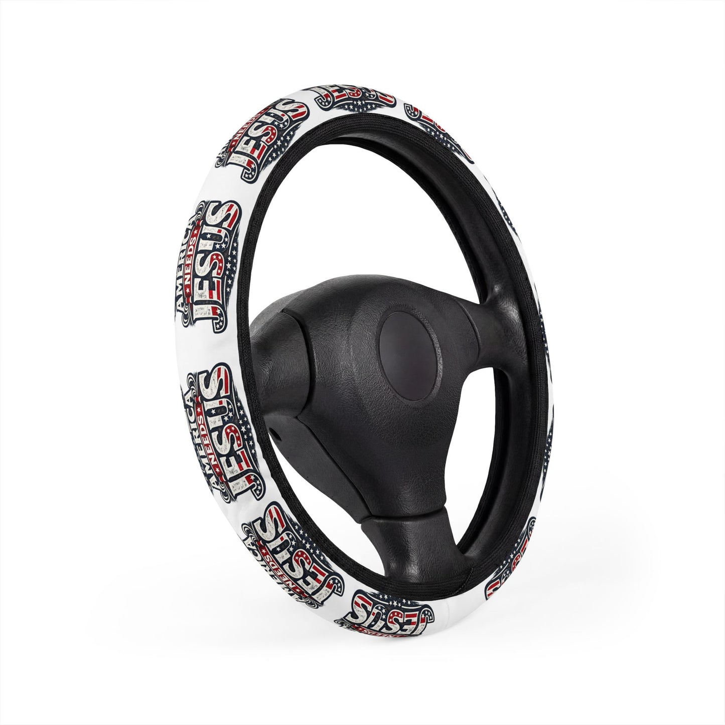 Steering Wheel Cover — Retro 'S.I.S.' Graphic White & Red Car Accessory