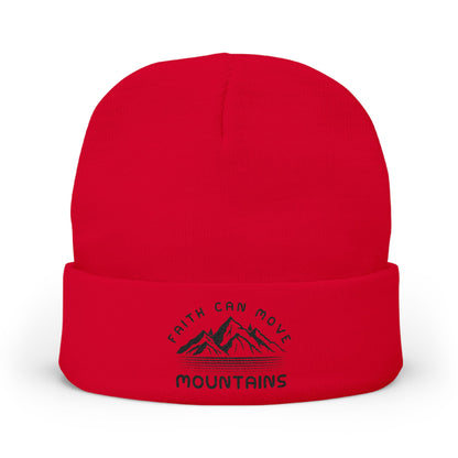 Embroidered 'Faith Can Move Mountains' Knit Beanie