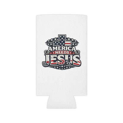 Can Cooler - "America Needs Jesus" Patriotic Cross Beverage Koozie