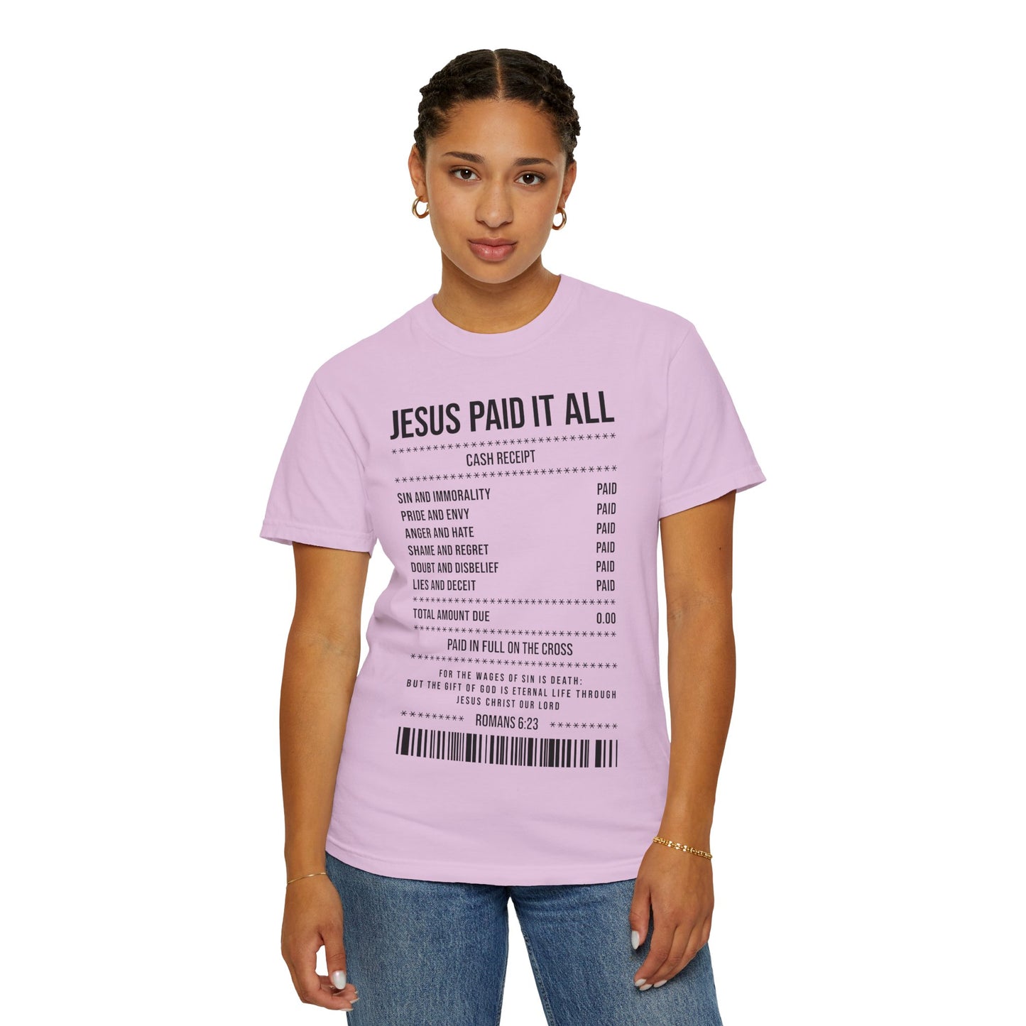 Jesus Paid It All T-Shirt — Christian Faith Receipt Graphic Tee