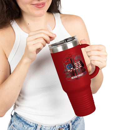 25th Anniversary 40oz Insulated Travel Mug — American Flag Memorial Design