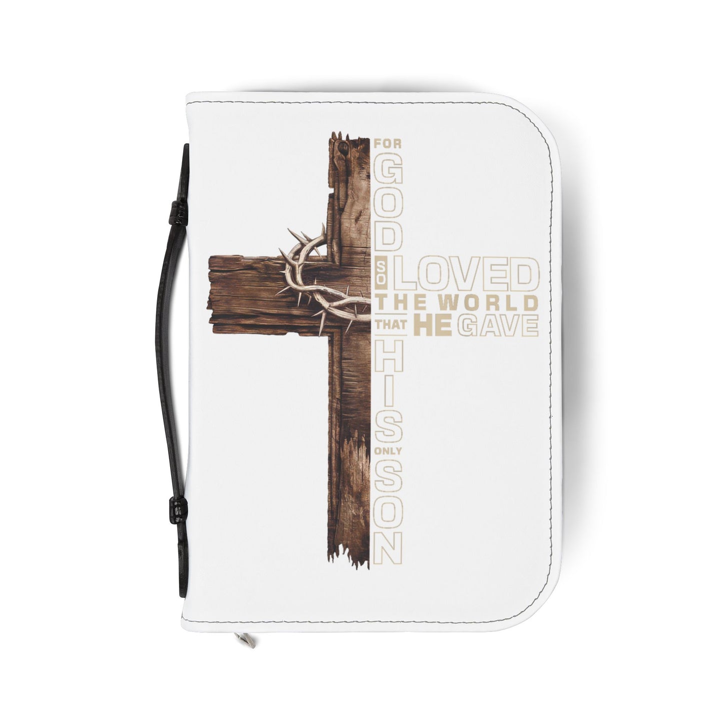 Bible Cover - 'For God So Loved the World' Cross Zippered Bible Case