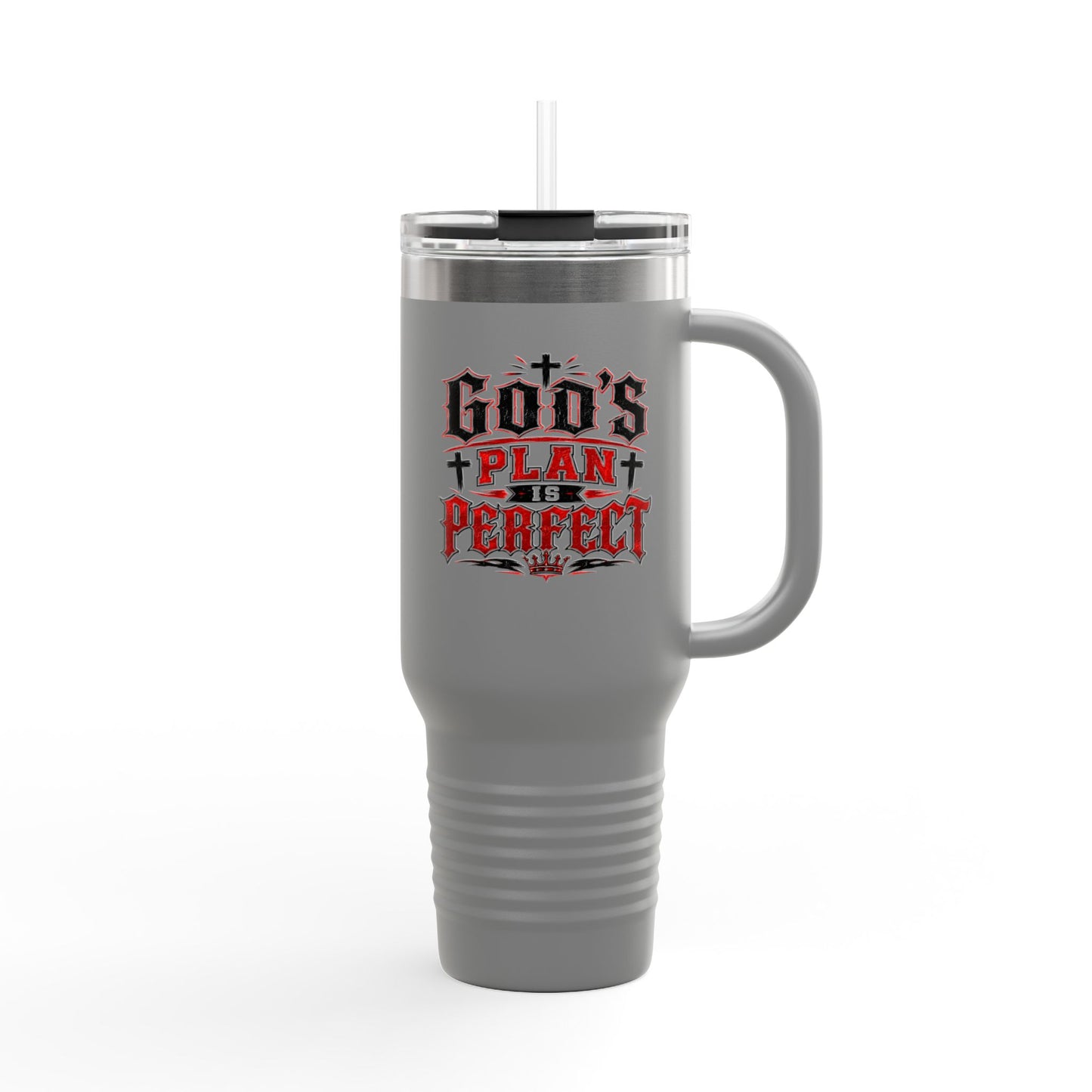 40oz Insulated Travel Mug — "God's Plan is Perfect" Faith Stainless Tumbler