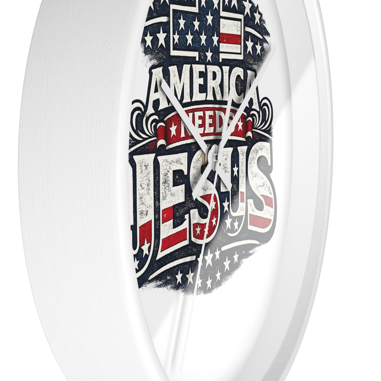 Wall Clock — "America Needs Jesus" Patriotic Cross Clock
