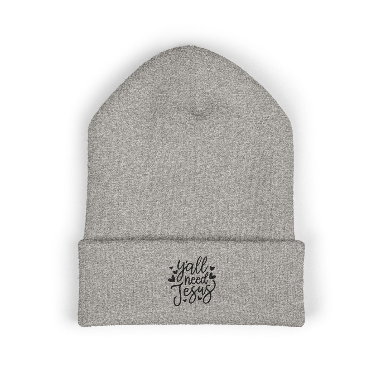 Embroidered 'Y'all Need Jesus' Cuffed Beanie