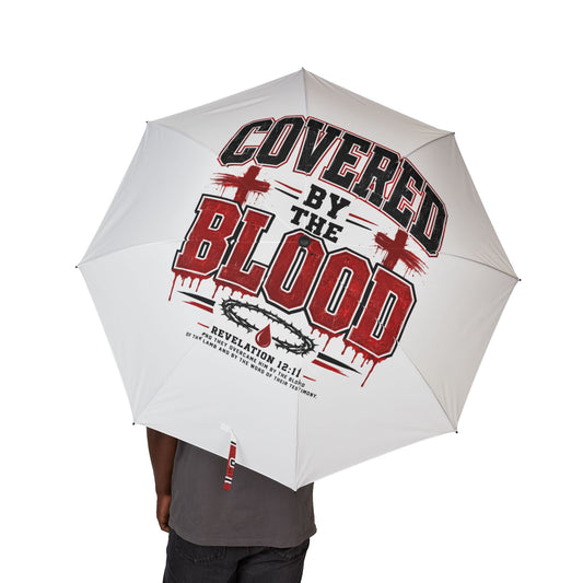 Foldable Umbrella — "Covered by the Blood" Red Cross Christian Rain Umbrella