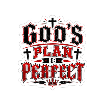 Sticker — "God's Plan Is Perfect" Die-Cut Outdoor Religious Sticker