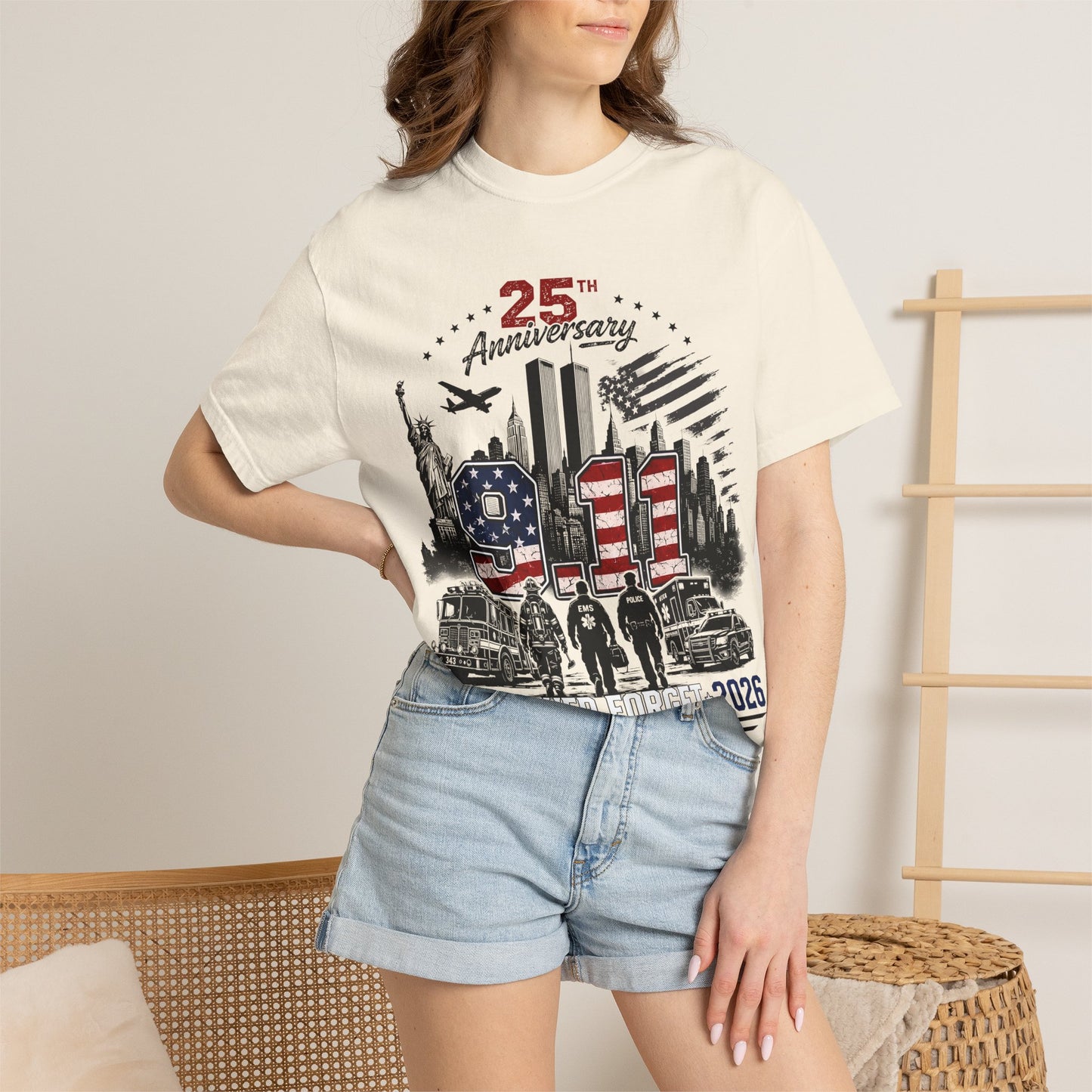 9/11 25th Anniversary T-Shirt — Never Forget 2001–2026 Memorial Tee