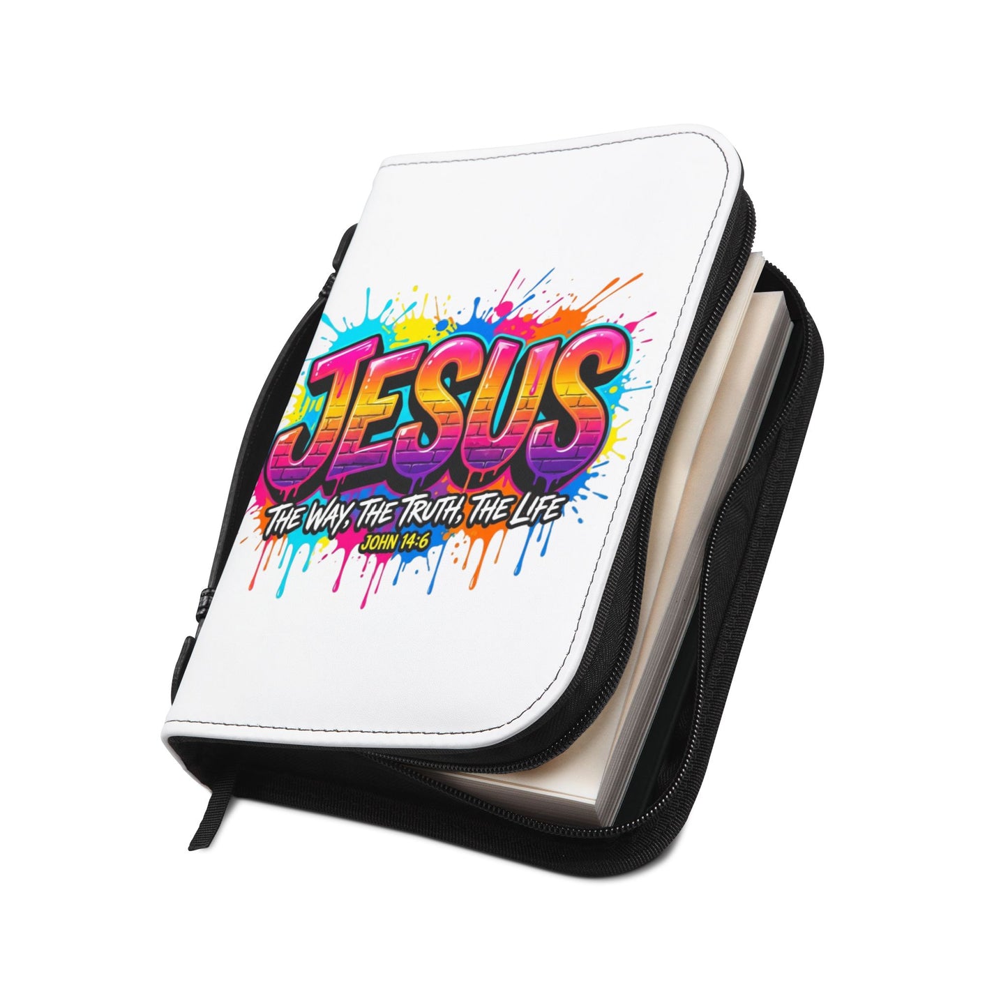 Bible Cover - Colorful 'JESUS: The Way, The Truth, The Life' Zippered Bible Cover (John 14:6)