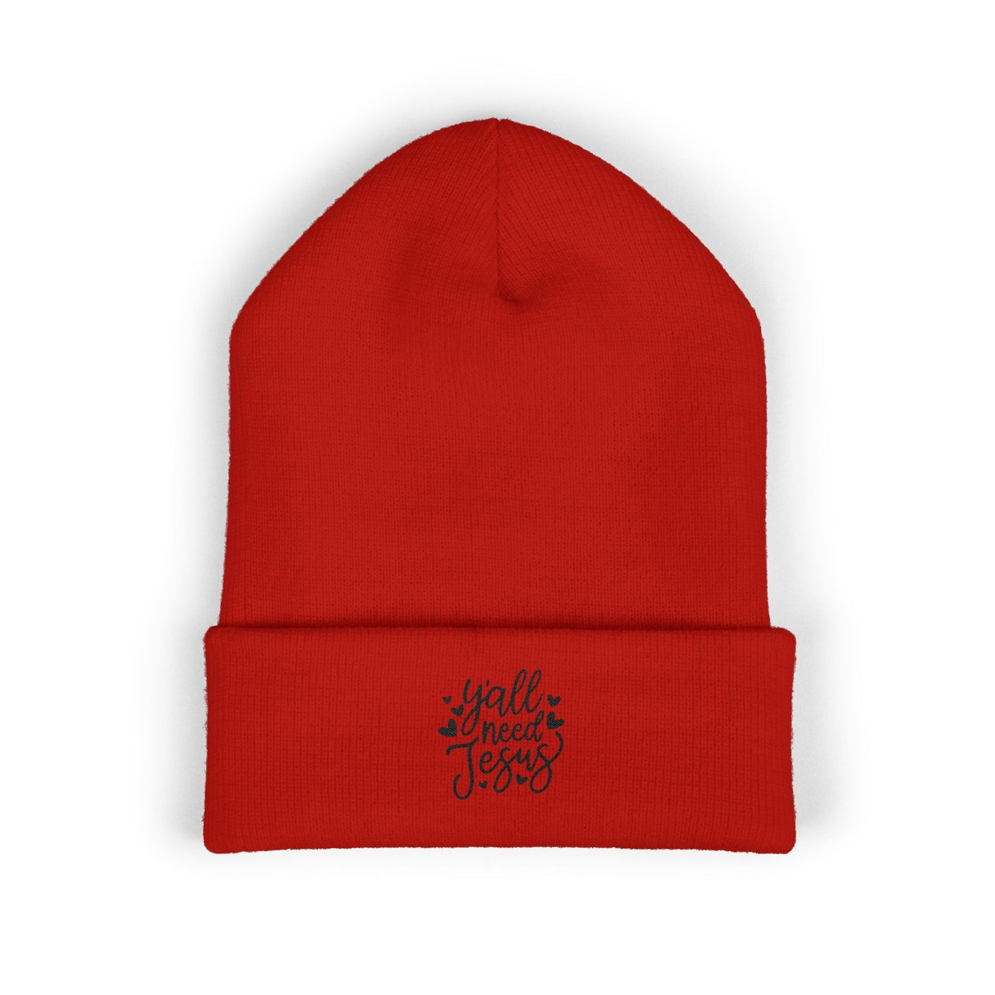 Embroidered 'Y'all Need Jesus' Cuffed Beanie