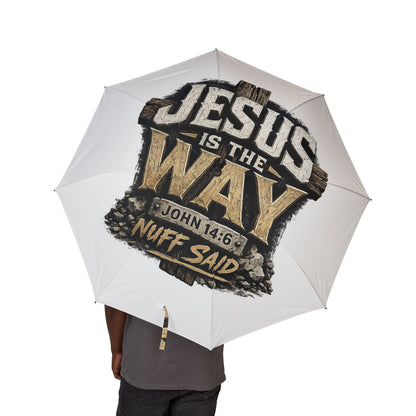 Umbrella — "Jesus Is The Way" Semi-Automatic Foldable Rain Umbrella