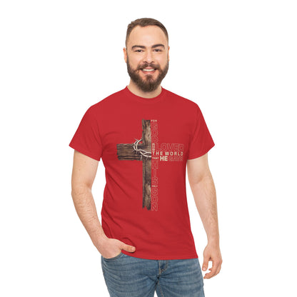 Christian Cross T‑Shirt — "For God Loved the World He Gave His Son" Inspirational Tee