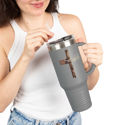 Religious Cross 40oz Insulated Travel Mug — Faith-Inspired Stainless Tumbler