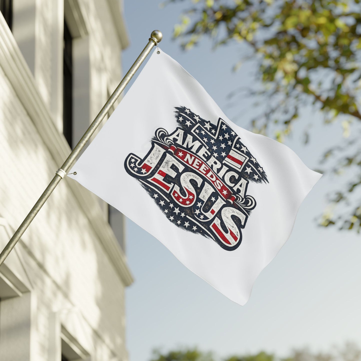 America Needs Jesus Flag — Double-Sided Patriotic Christian Garden Banner