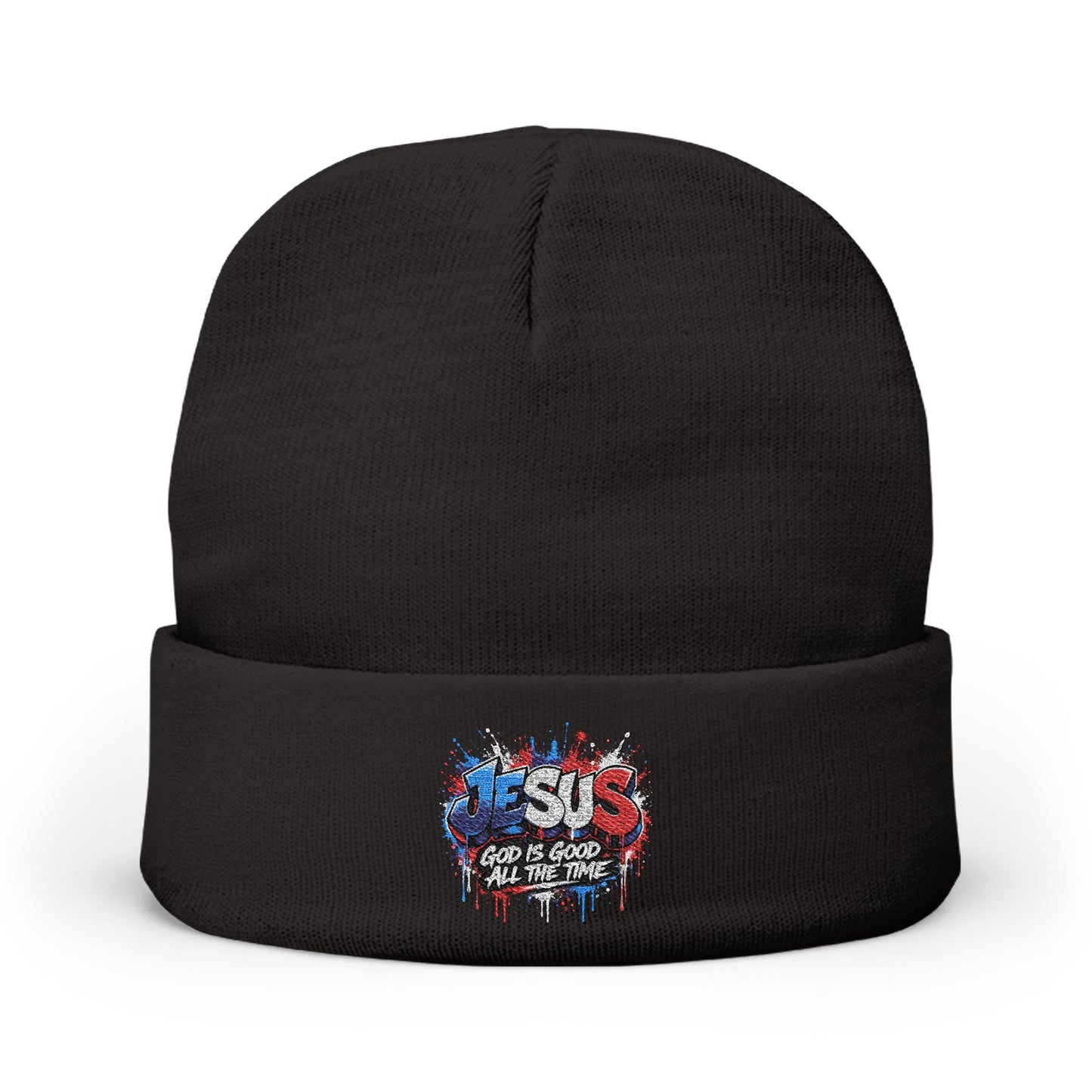 Embroidered 'God Is Good' Patriotic Knit Beanie