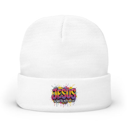 Embroidered 'Jesus' Graffiti Knit Beanie