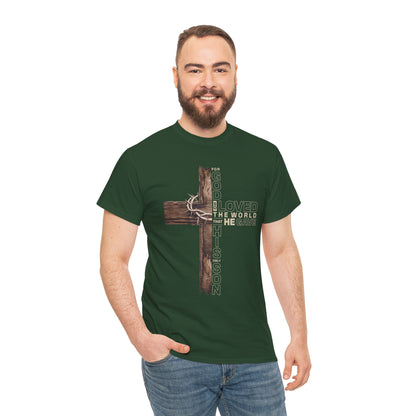 Christian Cross T‑Shirt — "For God Loved the World He Gave His Son" Inspirational Tee