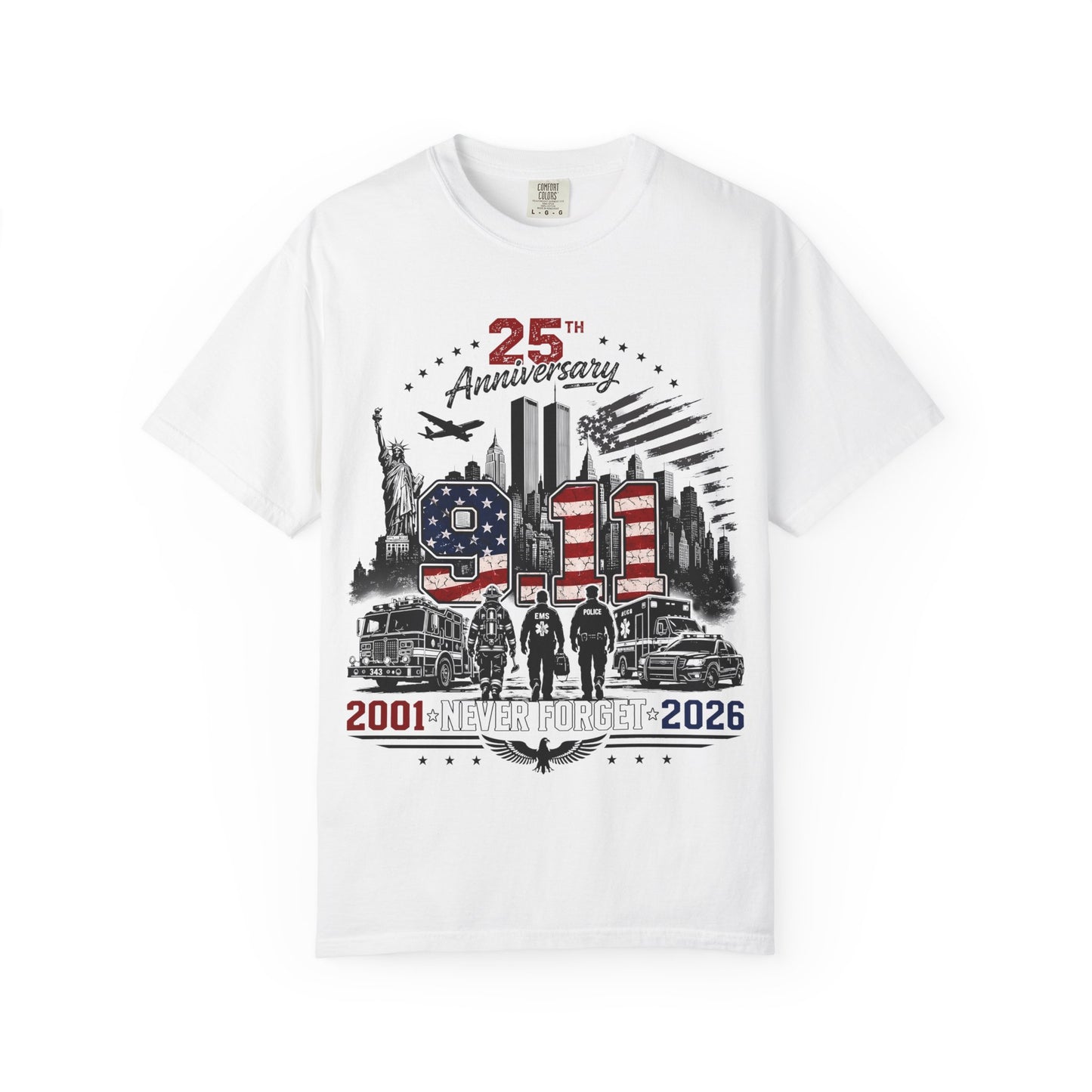 9/11 25th Anniversary T-Shirt — Never Forget 2001–2026 Memorial Tee