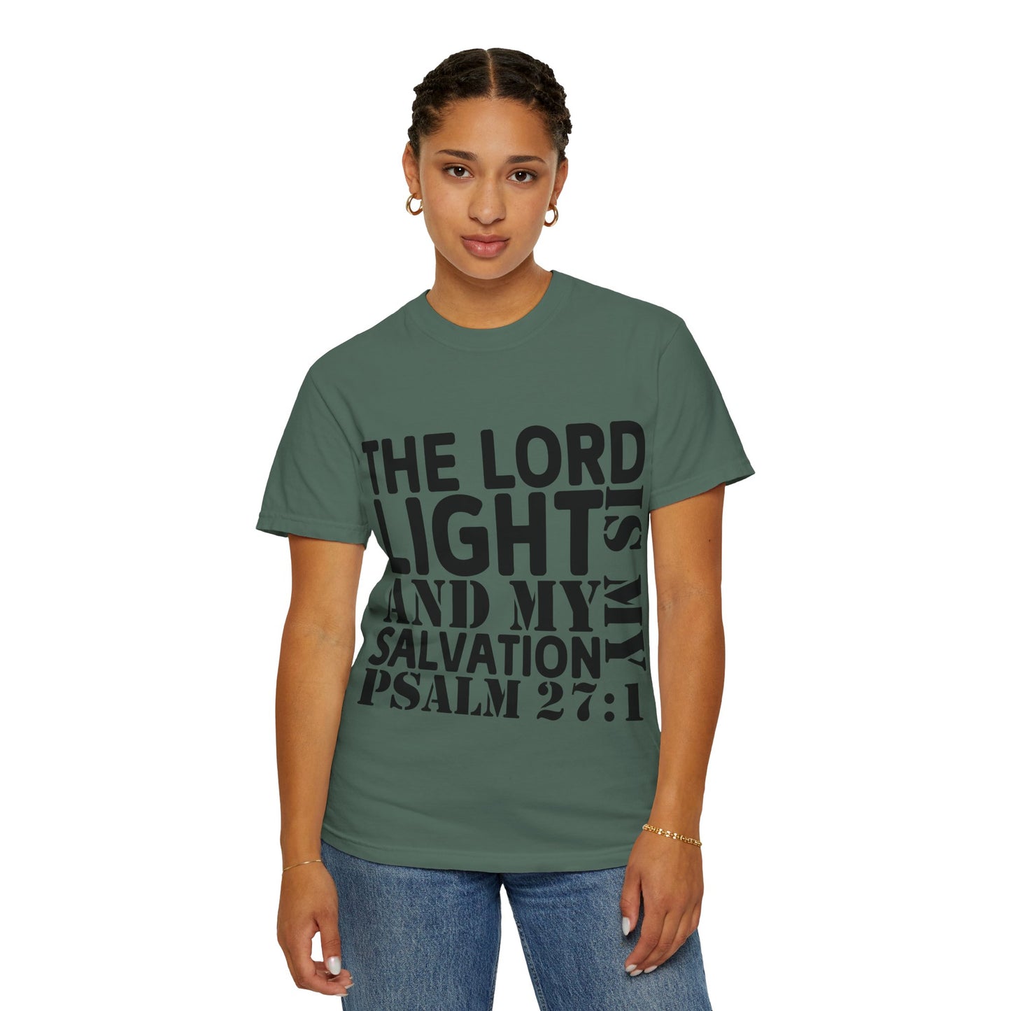 T-Shirt — 'The Lord is My Light and My Salvation' Psalm 27:1 Christian Tee