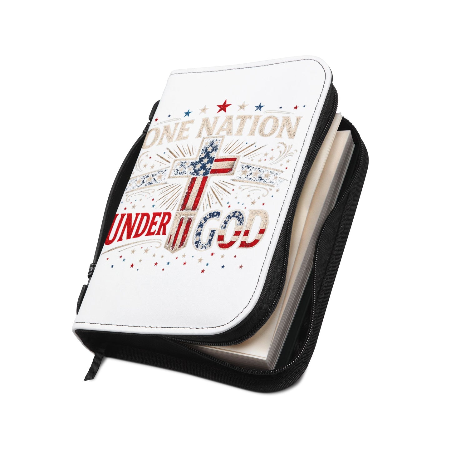 Bible Cover — "One Nation Under God" Patriotic Cross Bible Cover