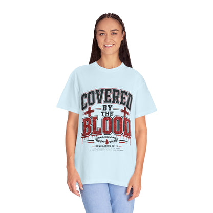 Covered by the Blood T-Shirt — Christian Faith Graphic Tee (Revelation 12:11)