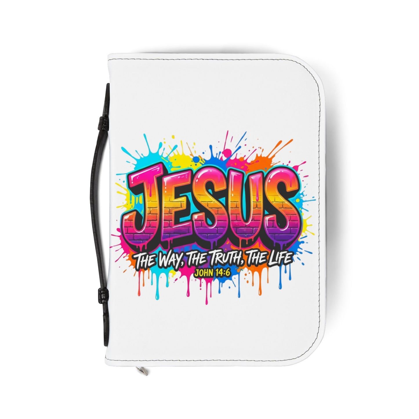Bible Cover - Colorful 'JESUS: The Way, The Truth, The Life' Zippered Bible Cover (John 14:6)