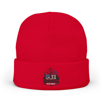 Embroidered 25th Anniversary Lighthouse Knit Beanie — Patriotic Memorial Winter Hat