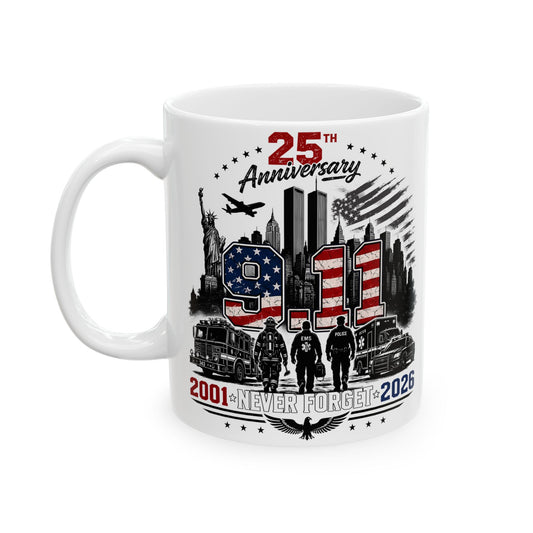 Patriotic USA Commuter Mug — 2001 to 2026 City Skyline Tribute (11oz & 15oz)