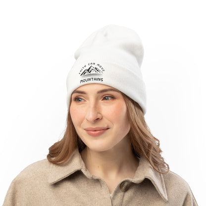 Embroidered 'Faith Can Move Mountains' Knit Beanie