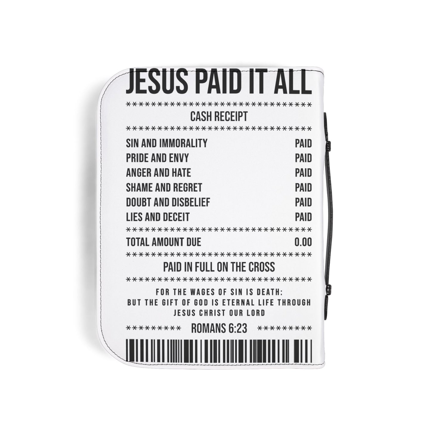 Bible Cover — "Jesus Paid It All" Receipt Design (Romans 6:23)