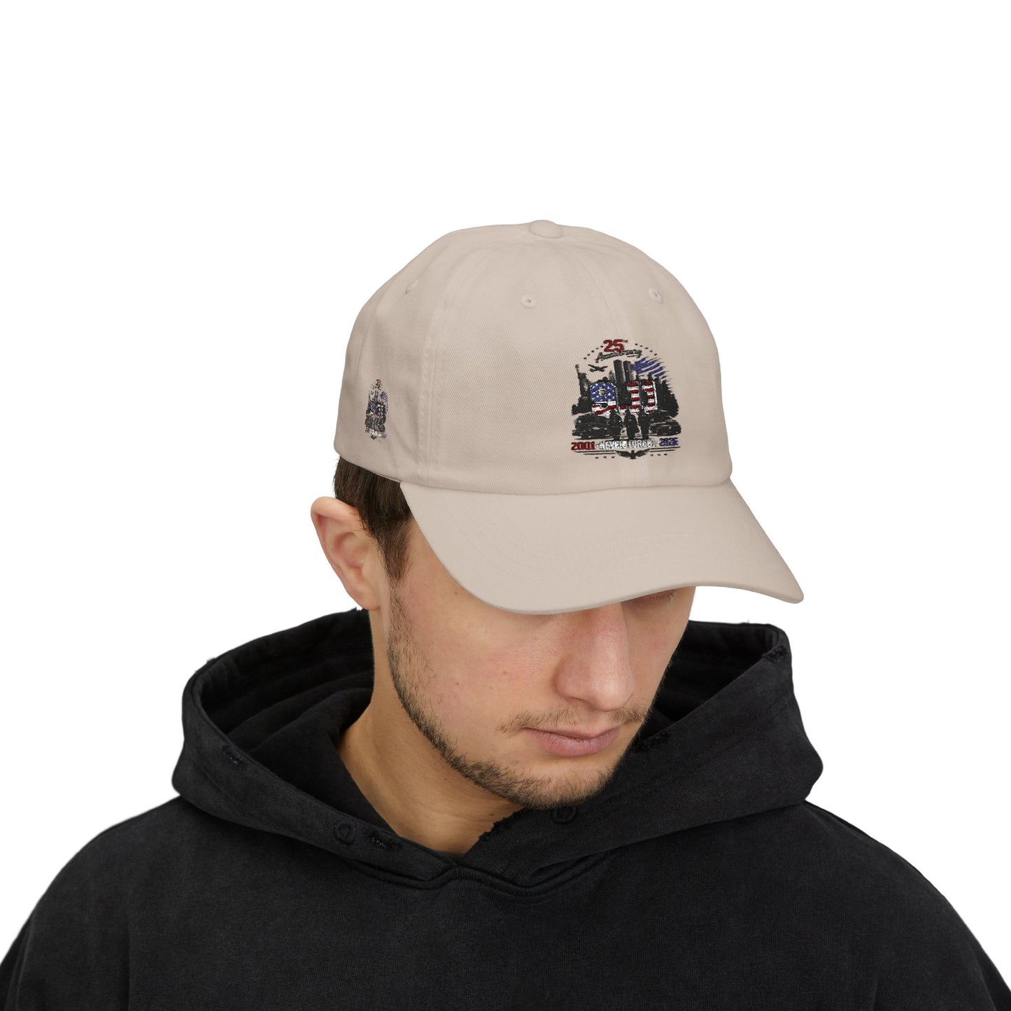 25th Anniversary Dad Cap — Retro Lighthouse & Harbor Embroidery