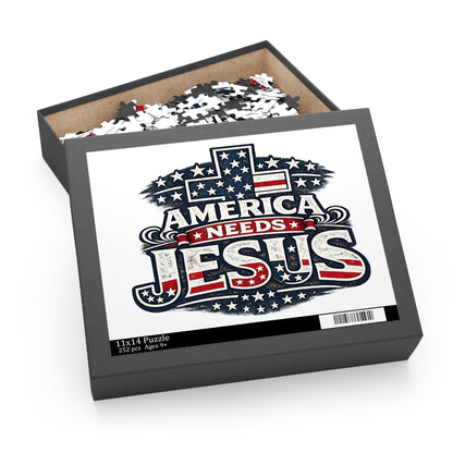 Puzzle — 'America Needs Jesus' Patriotic Christian Jigsaw (120/252/500 pc)