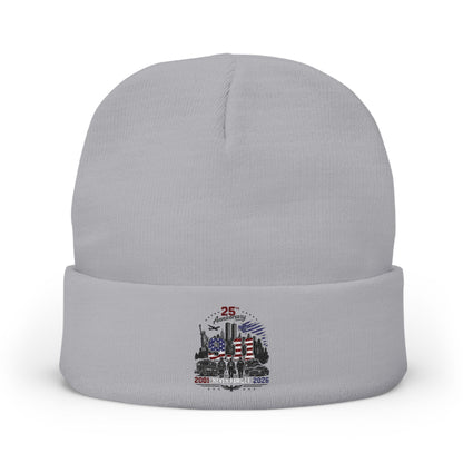 Embroidered 25th Anniversary Lighthouse Knit Beanie — Patriotic Memorial Winter Hat