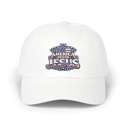 Dad Cap — Patriotic "America Loves Jesus" Embroidered Cross Hat