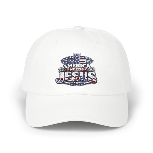 Dad Cap — Patriotic "America Loves Jesus" Embroidered Cross Hat