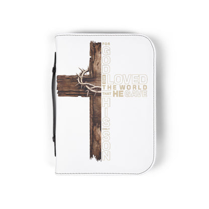 Bible Cover - 'For God So Loved the World' Cross Zippered Bible Case
