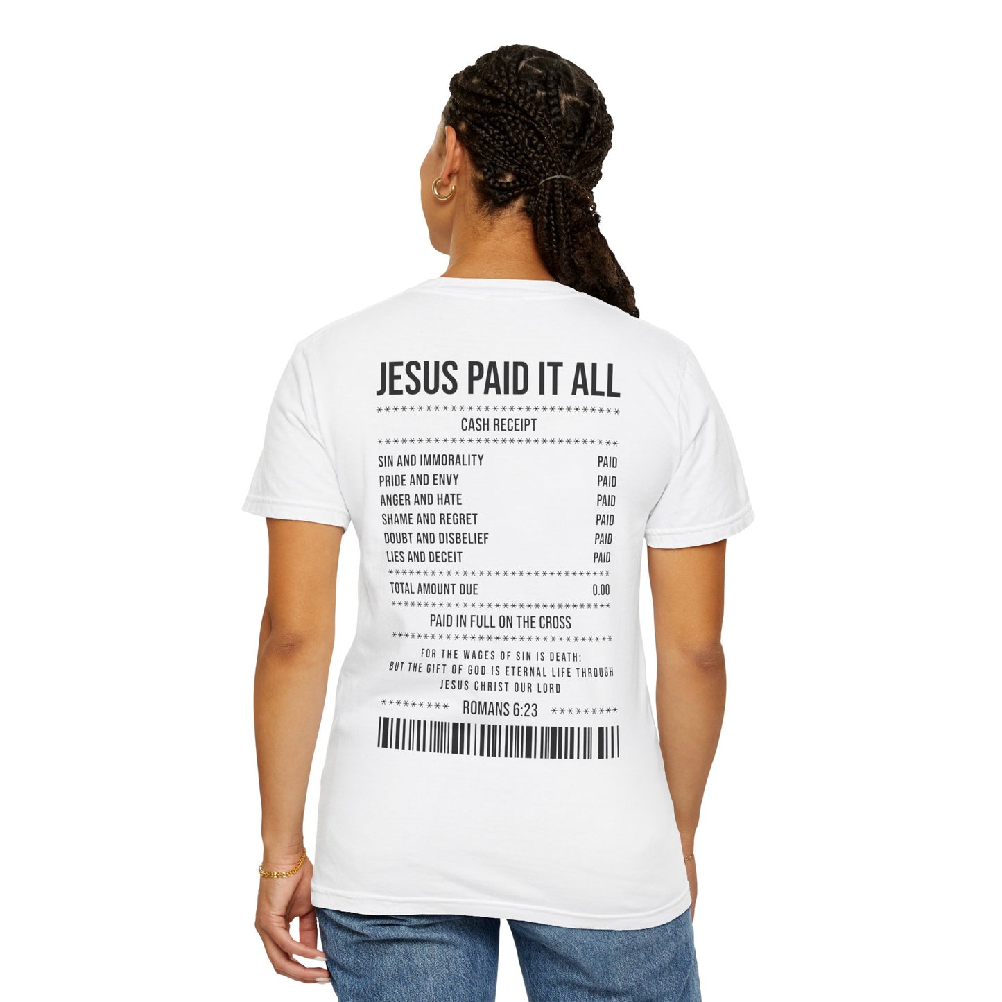Jesus Paid It All T-Shirt — Christian Faith Receipt Graphic Tee