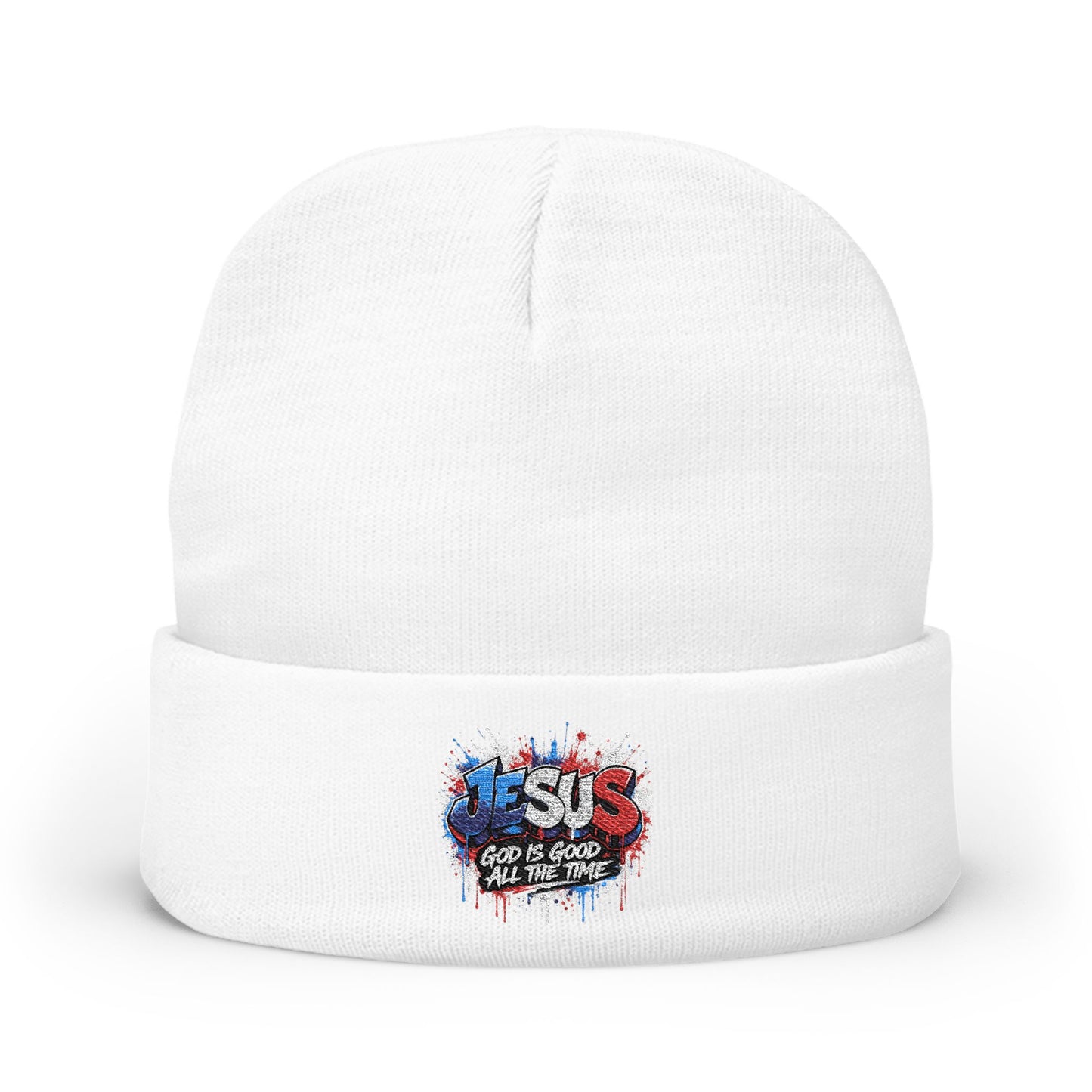 Embroidered 'God Is Good' Patriotic Knit Beanie