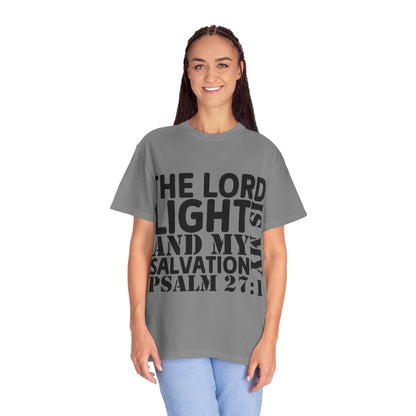 T-Shirt — 'The Lord is My Light and My Salvation' Psalm 27:1 Christian Tee