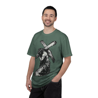 T‑Shirt — Christ Carrying Cross Black Illustration Graphic Tee