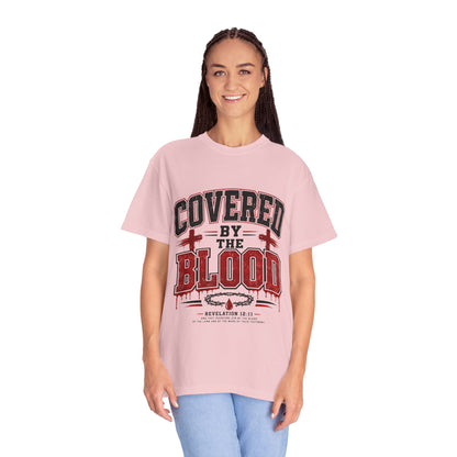 Covered by the Blood T-Shirt — Christian Faith Graphic Tee (Revelation 12:11)