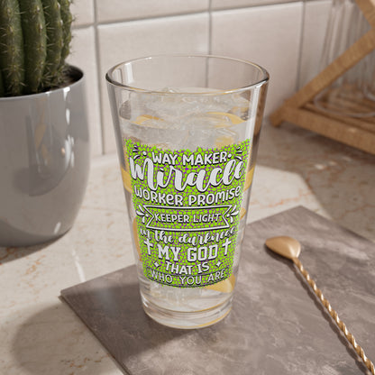 Mixing Glass — 'Way Maker, Miracle' Inspirational 16oz Prayer Glass