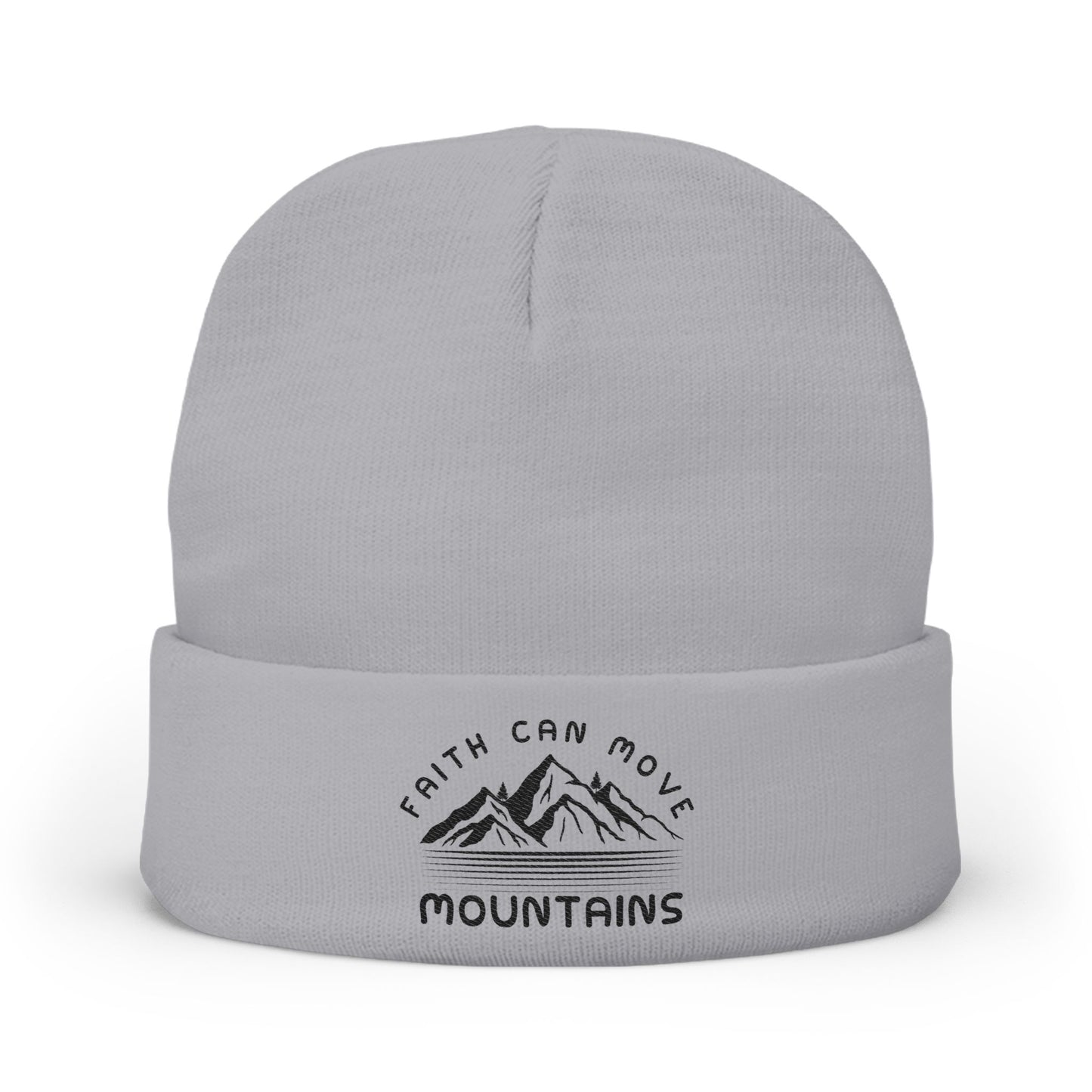 Embroidered 'Faith Can Move Mountains' Knit Beanie