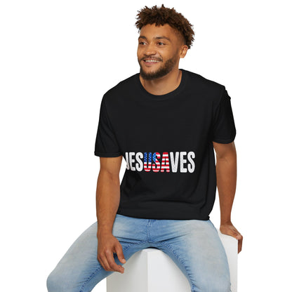 Jesus Saves T-Shirt — Patriotic American Flag Faith Tee