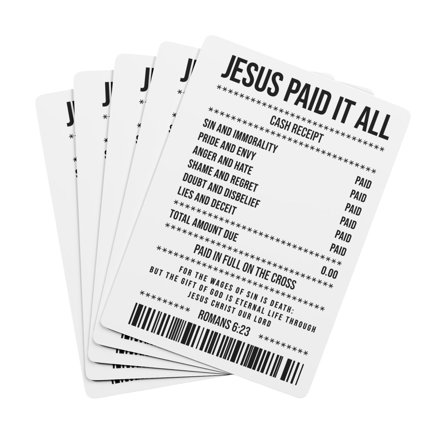 Jesus Paid It All Poker Playing Cards – Christian Scripture Cash Receipt Design