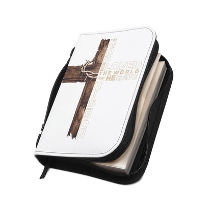 Bible Cover - 'For God So Loved the World' Cross Zippered Bible Case