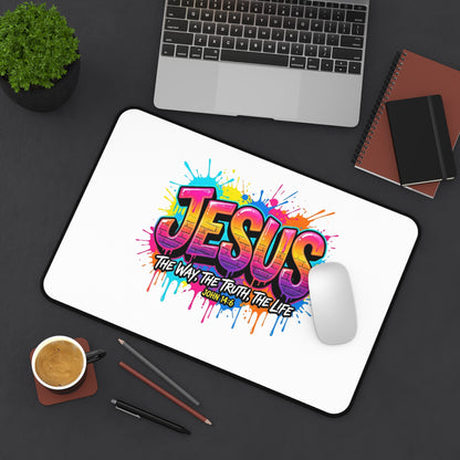 Jesus Graffiti Desk Mat — "The Way, The Truth, The Life" Christian Desk Pad