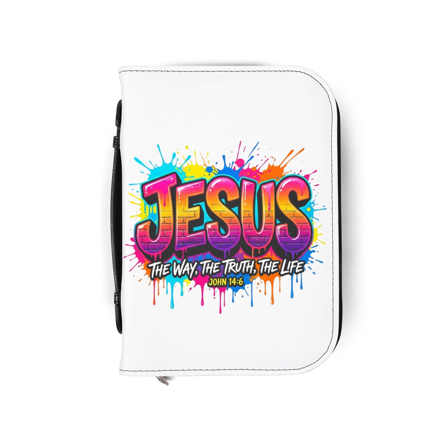 Bible Cover - Colorful 'JESUS: The Way, The Truth, The Life' Zippered Bible Cover (John 14:6)