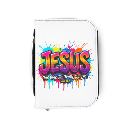 Bible Cover - Colorful 'JESUS: The Way, The Truth, The Life' Zippered Bible Cover (John 14:6)